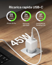 Carica l'immagine nel visualizzatore di Gallery, Belkin Caricatore da parete compatto da 45 W con cavo da USB-C a USB-C, ricarica rapida per Apple iPhone 16, 15, 14, Plu
