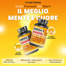 Carica l'immagine nel visualizzatore di Gallery, Vitastrong Omega 3, 700mg EPA DHA 500mg, Vitamina E Capsule Molli Premium