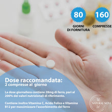 Carica l'immagine nel visualizzatore di Gallery, Ferro Integratore 28mg NaturalFer® | 160 compresse | Vitamina C + Vitamina b12 e acido Folico | Supporto Energetico e st