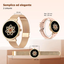 Carica l'immagine nel visualizzatore di Gallery, IOWODO Smartwatch Donna Elegante con Cinturino Milanese, Ultra Leggero 62g, Chiamate Bluetooth, Salute Femminile, Assist