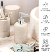 Carica l'immagine nel visualizzatore di Gallery, ZCCZ Set Bagno Accessori Completo 6 pezzi - Kit con Dispenser Sapone, Porta Spazzolino, Supporti Qtip, Bicchiere e Vassoio Vanità - Accessori Moderni per Bagno Elegante - Beige