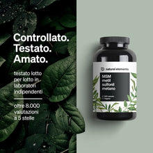 Carica l'immagine nel visualizzatore di Gallery, Integratore MSM Puro 99,9% Metilsulfonilmetano – Zolfo Organico MSM – 1600mg – 365 capsule vegan – per la Salute di Ossa