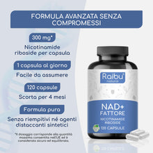 Carica l'immagine nel visualizzatore di Gallery, NAD+ Integratore - 300 mg di Nicotinamide Riboside per capsula, Fornitura 4 Mesi - NAD Booster - Energia e Riduzione del