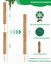 Carica l'immagine nel visualizzatore di Gallery, 4 Pezzi Asta Muschio Monstera 40 cm - Supporto per Piante in Fibra di Cocco per Monstera, Piante Espandibili e Rampicant