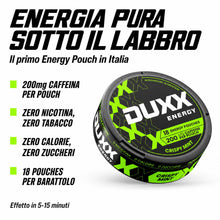 Carica l'immagine nel visualizzatore di Gallery, DUXX Energy Pouches con Caffeina 200mg – Integratore Alimentare con Caffeina, per Giornate Intense, Ideale per Lavoro, S