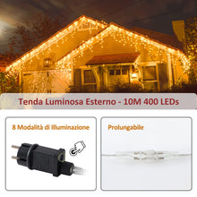 Carica l'immagine nel visualizzatore di Gallery, Zorela Luci Natale Esterno Cascata 10M 400 LED Tenda Luminosa Esterno Natale Prolungabile Luci di Natale Cascata di Stal