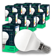 Carica l'immagine nel visualizzatore di Gallery, V-TAC 10x Lampadine LED P45 Massima Efficienza - E14-3,7W (Equivalenti a 25W) - 320 Lumen - Lampadina LED Pallina da Gol