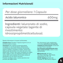 Carica l'immagine nel visualizzatore di Gallery, Nutravita Acido Ialuronico 600mg - 90 Capsula - Vegana - 3 Mesi