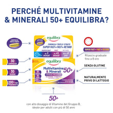Carica l'immagine nel visualizzatore di Gallery, Equilibra Multivitamine e Minerali 50+ Rilascio 8 Ore, 30 Compresse