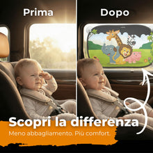 Carica l'immagine nel visualizzatore di Gallery, Tendine parasole bambini Buio Ottimale con protezione UV certificata - accessori auto, 2 pezzi 51x31cm, protezione solar