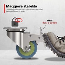 Carica l'immagine nel visualizzatore di Gallery, RAVN HAMAN Set di 4 Ruote per mobili 50 mm, 50 kg, con freno