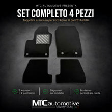 Carica l'immagine nel visualizzatore di Gallery, Tappetini Ford Focus III dal 2011-2018, Su Misura, Set 4 Pezzi Neri