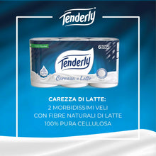 Carica l'immagine nel visualizzatore di Gallery, Tenderly Carezza di Latte, 6 Rotoli di Carta Igienica Morbidissima 2 Veli, Realizzata con Fibre 100% Naturali di Latte, 