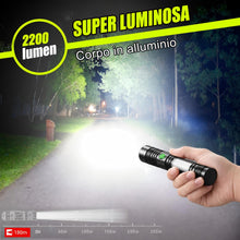Carica l'immagine nel visualizzatore di Gallery, REHKITTZ Torcia LED Ricaricabile, 2000 Lumen, Super Luminosa