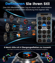 Carica l'immagine nel visualizzatore di Gallery, ESFOE Smartwatch Uomo Militare con 1000mAh/Torcia LED,1.85" Orologio Smart Watch con Chiamate Bluetooth,5ATM Impermeabil