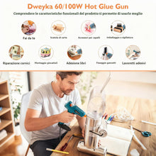 Carica l'immagine nel visualizzatore di Gallery, Pistola per Colla a Caldo, Set 60 / 100W Doppia Temperatura con 11mm Colla a Caldo, per Arte DIY a Scuola Riscaldamento 