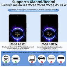 Carica l'immagine nel visualizzatore di Gallery, Cavo Turbo Charge per Xiaomi 120W, Cavo USB-C 6A Quick &amp; Hyper Charge Android Auto, Cavo USB-C 67W Mi Turbo 90W, 67W, 45
