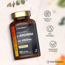 Carica l'immagine nel visualizzatore di Gallery, L-Arginina 4500 mg - 365 Compresse Vegane - Arginina HCl