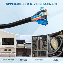 Carica l'immagine nel visualizzatore di Gallery, Canalina per cavi a chiusura automatica 3m, Organizer Cavi Autochiuso in Nero, Guaina Cavi per Scrivania TV Casa Ufficio