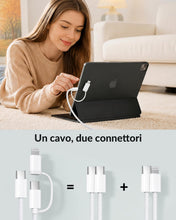 Carica l'immagine nel visualizzatore di Gallery, Cavo 2-in-1 USB C/Lightning 2M + Caricatore 20W per Tutti gli iPad e iPhone