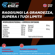 Carica l'immagine nel visualizzatore di Gallery, Italian Elite® Creatine Extreme – Creatina Monoidrata Micronizzata, 120 Compresse, Integratore per Sport e Palestra con 
