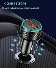 Carica l'immagine nel visualizzatore di Gallery, 3-Porte Caricatore Auto USB Accendisigari USB Caricabatterie, 78W Caricabatterie Auto Cellulare Dual PD+QC3.0 Adattatore