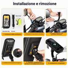 Carica l'immagine nel visualizzatore di Gallery, ENOENO Supporto Moto Smartphone Impermeabile 360 Gradi Supporto Cellulare Moto con Copertura per Pioggia Porta Cellulare