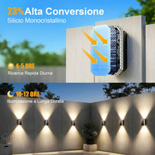 Carica l'immagine nel visualizzatore di Gallery, Lampada Solare da Esterno Alto e Basso, Applique Solare 3 Modalità IP65 Impermeabile, Faretti Lampade Luci Solari da Est