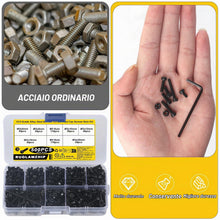 Carica l'immagine nel visualizzatore di Gallery, 500 pezzi Kit di Viti M3, Set di Viti Esagonali Interne e Dado