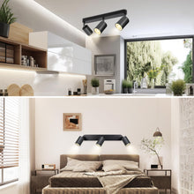 Carica l'immagine nel visualizzatore di Gallery, Faretti da Soffitto Orientabili, GU10 Faretti LED da Soffitto Nero, Lampada Soffitto 3 Luci Moderni, Faretto da Parete I
