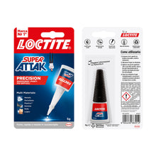 Carica l'immagine nel visualizzatore di Gallery, Loctite Super Attak Precision, Colla liquida trasparente con beccuccio extra lungo, Adesivo istantaneo, Colla per plasti