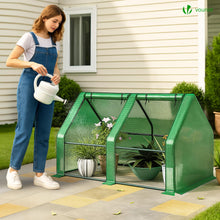 Carica l'immagine nel visualizzatore di Gallery, VOUNOT® Mini Serra da Giardino a Tetto a Punta 180x90x90cm, con 2 Finestre Laterali Avvolgibili, Copertura in PE Rinforz