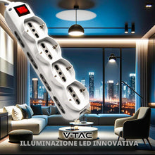 Carica l'immagine nel visualizzatore di Gallery, V-TAC Multipresa Elettrica 12 PRESE con Interruttore e Cavo 1,5Mt - 8 Prese Laterali 10/16A Bipasso e 4 Frontali 10/16A 