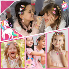 Carica l'immagine nel visualizzatore di Gallery, ZLPBAO 20pc Unicorno Bambina Regalo, Regalo Bambina 3 4 5 6 Anni Unicorno Regalo Borsetta Set per Capelli Mollette Ragazze Arcobaleno Collana Bracciale Anello Orecchino Travestimenti e Giochi di Ruolo