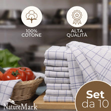 Carica l'immagine nel visualizzatore di Gallery, NatureMark Set da 10 strofinacci da cucina 50x70 cm – 100% cotone, assorbenti e resistenti – Strofinacci da cucina per u