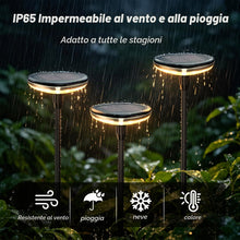 Carica l'immagine nel visualizzatore di Gallery, Luci Solari da Giardino 4 Pezzi Luci da Esterno Giardino 1000mAh lampade solari da giardino 34 lumen IP65 luce solare gi