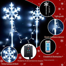 Carica l'immagine nel visualizzatore di Gallery, VEEKAY 10 Pezzi Luci di Natale Solare Esterno,Luci di Stringa Fiocchi di Neve di Natale,con luci a stella, 8 modalità,8 