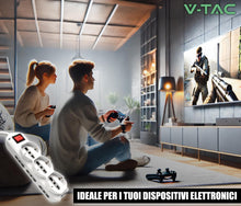 Carica l'immagine nel visualizzatore di Gallery, V-TAC Multipresa Elettrica 9 PRESE con Interruttore e Cavo 1,5mt - 6 Prese Laterali 10/16A Bipasso e 3 Frontali 10/16A B