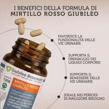 Carica l'immagine nel visualizzatore di Gallery, Integratore 100% naturale con MIRTILLO ROSSO E UVA URSINA - utili per la funzionalità delle vie urinarie, con BETULLA - 