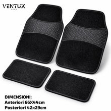Carica l'immagine nel visualizzatore di Gallery, Set 4 Tappetini Auto Universali in Moquette Antiscivolo || Colore Nero || Anteriori e Posteriori || Protezione Interni A