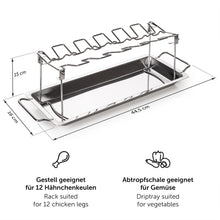 Carica l'immagine nel visualizzatore di Gallery, Blumtal Supporto Pollo Arrosto Forno, Supporto Cosce e Alette di Pollo in Acciaio Inox, Supporto Pollo BBQ Griglia