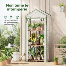 Carica l'immagine nel visualizzatore di Gallery, Bamworld Serra da Balcone, Mini Serra 3 Ripiani con Copertura in PE, Struttura in Eucalipto per Terrazzo e Balcone, Serr
