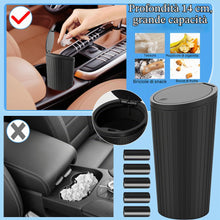 Carica l'immagine nel visualizzatore di Gallery, TZEKING Pattumiera per auto con coperchio, mini pattumiera portatile con 5 rotoli impermeabile anti-odore lavabile, per 