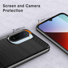 Carica l'immagine nel visualizzatore di Gallery, Custodia Cover per Redmi A7 Pro/Poco C81/Poco C81 Pro, Spazzolata e Fibra di Carbonio Morbido Silicone TPU Cover e 2 Pez