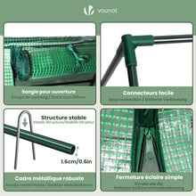 Carica l'immagine nel visualizzatore di Gallery, VOUNOT® Mini Serra da Giardino a Tetto a Punta 180x90x90cm, con 2 Finestre Laterali Avvolgibili, Copertura in PE Rinforz