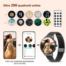 Carica l'immagine nel visualizzatore di Gallery, IOWODO Smartwatch Donna Elegante con Cinturino Milanese, Ultra Leggero 62g, Chiamate Bluetooth, Salute Femminile, Assist