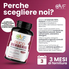 Carica l'immagine nel visualizzatore di Gallery, OVF Glico Berberis 180 cps Integratore Alimentare con Berberina, Acido Alfa Lipoico, Gymnema, Cardo Mariano, Cromo e Can