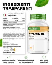 Carica l'immagine nel visualizzatore di Gallery, vit4ever Vitamina B2 (Riboflavina) - 365 Compresse - 250 mg