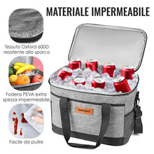 Carica l'immagine nel visualizzatore di Gallery, Borsa Termica 33L con Tracolla,Mantieniti Caldo e Freddo,Impermeabile,Grigo