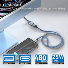 Carica l'immagine nel visualizzatore di Gallery, Sonero® Cavo di ricarica da USB-C a USB-A, cavo di ricarica per cellulare, cavo di ricarica rapida USB C, cavo USB tipo 